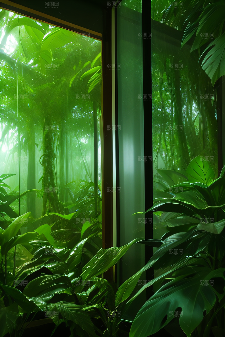 真实的热带雨林近距离的阔叶森林景观