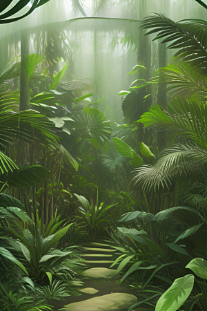真实的热带雨林近距离的阔叶森林景观
