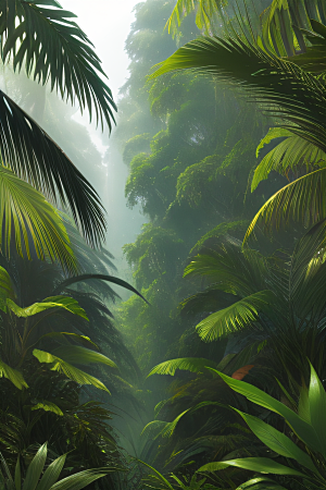 透明的天空真实热带雨林风景