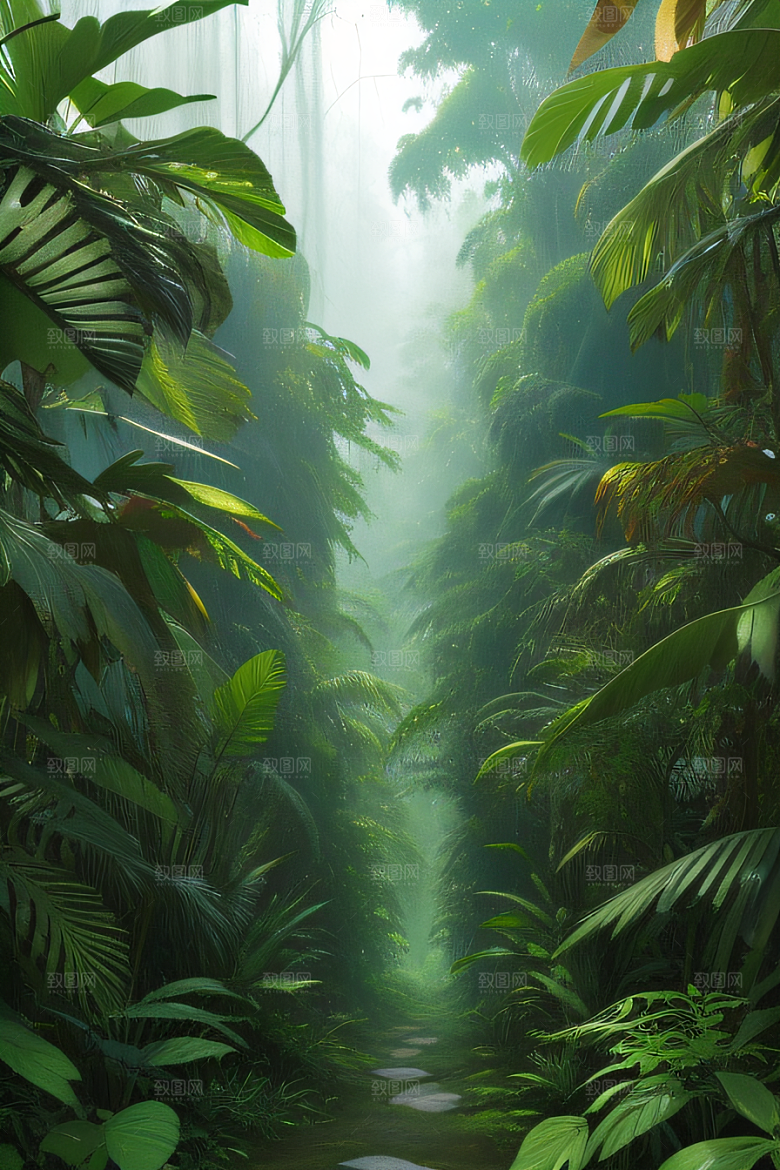 透明的天空真实热带雨林风景