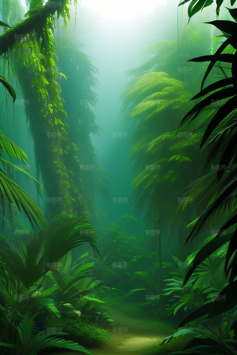 透明的天空真实热带雨林风景