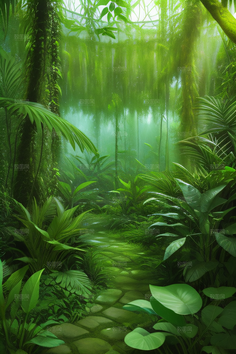 透明的天空真实热带雨林风景