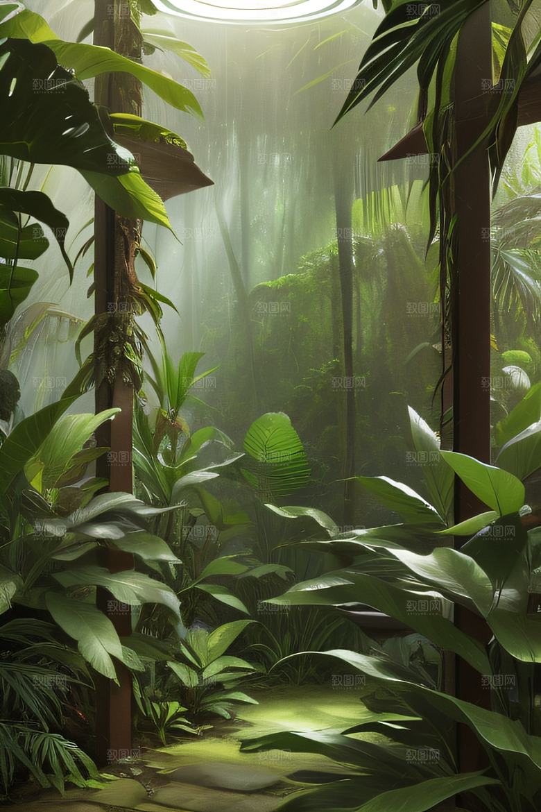 透明的天空真实热带雨林风景