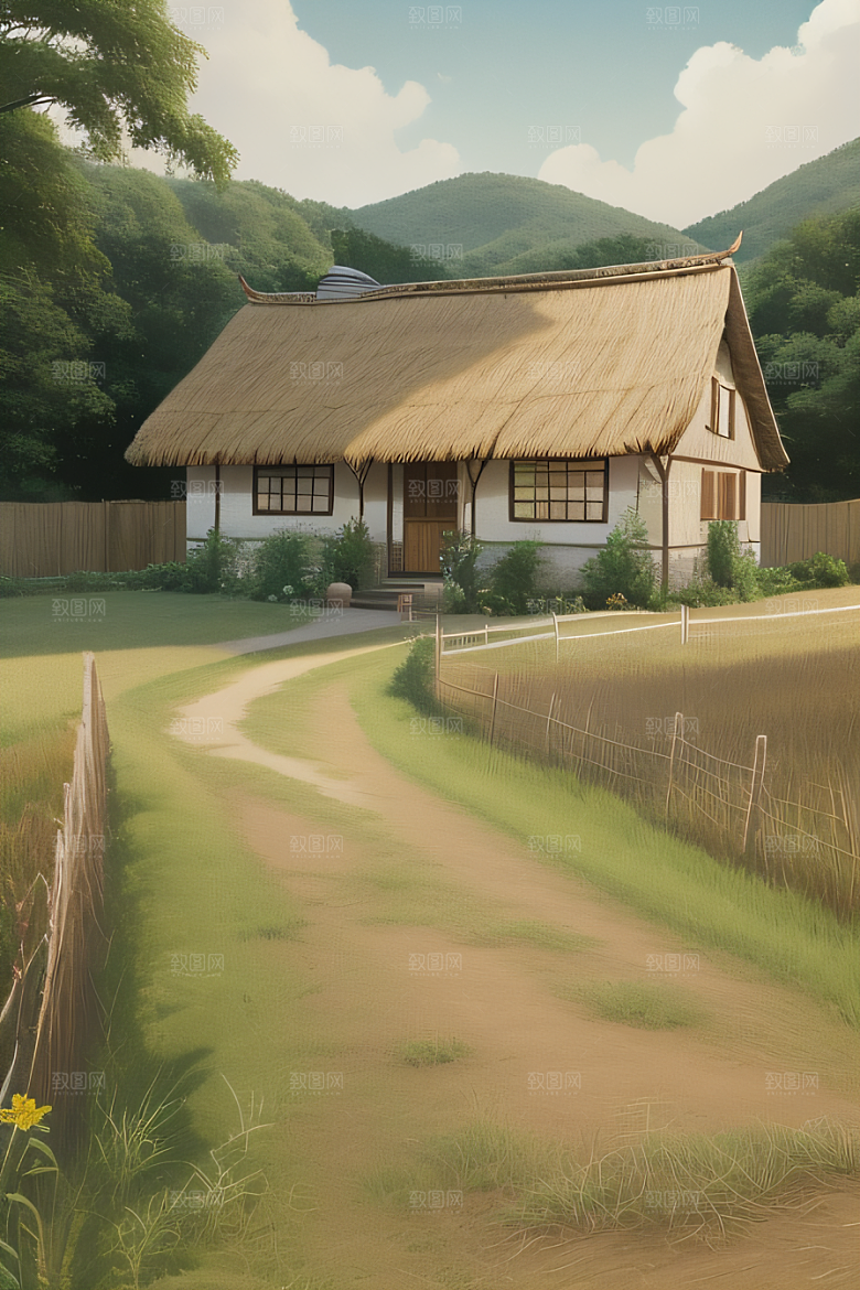 自然宁静乡村景色中弥漫着稻草的香气