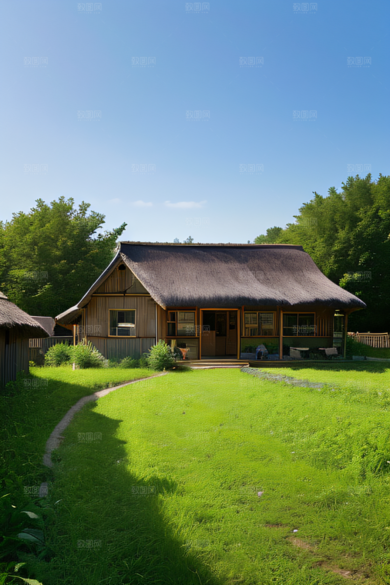 自然宁静乡村景色中弥漫着稻草的香气