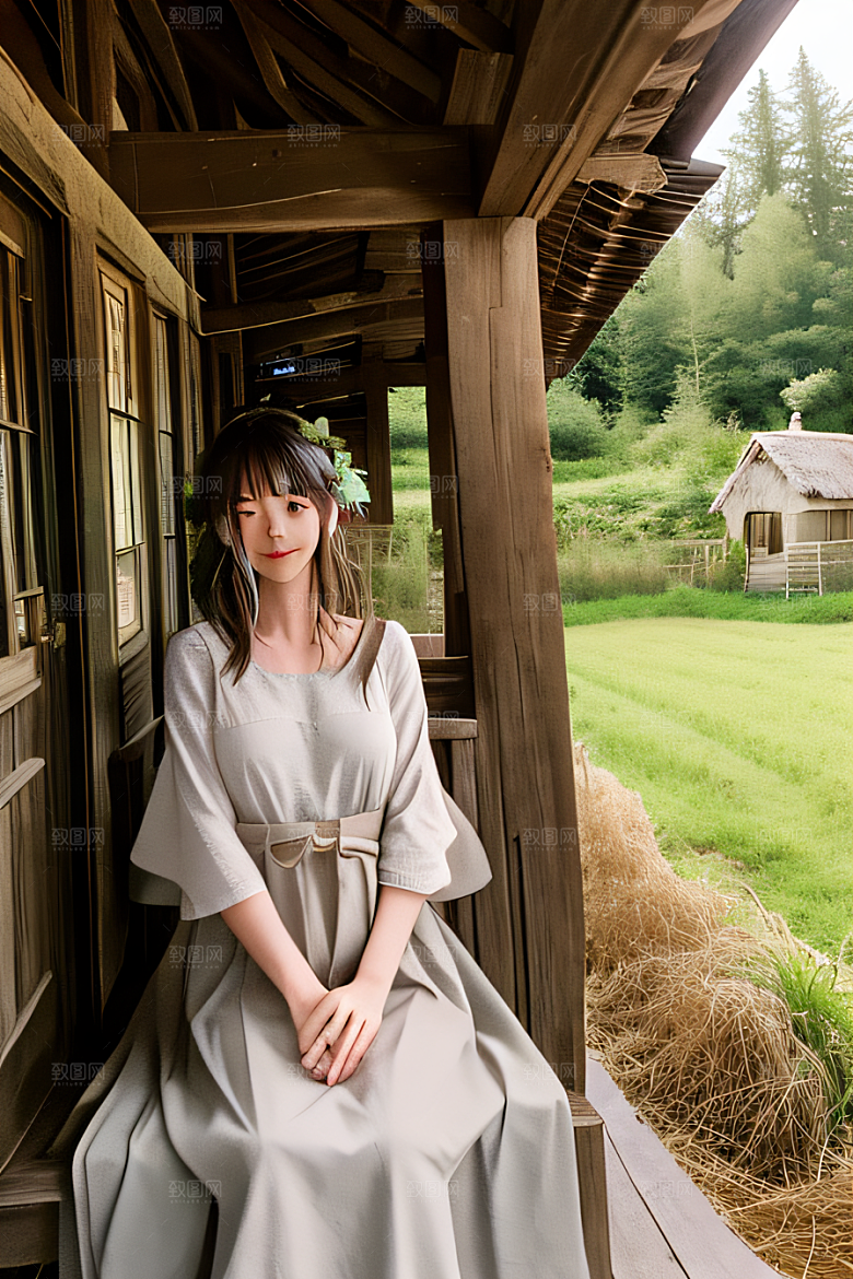 田园风情散落稻草的乡村想象