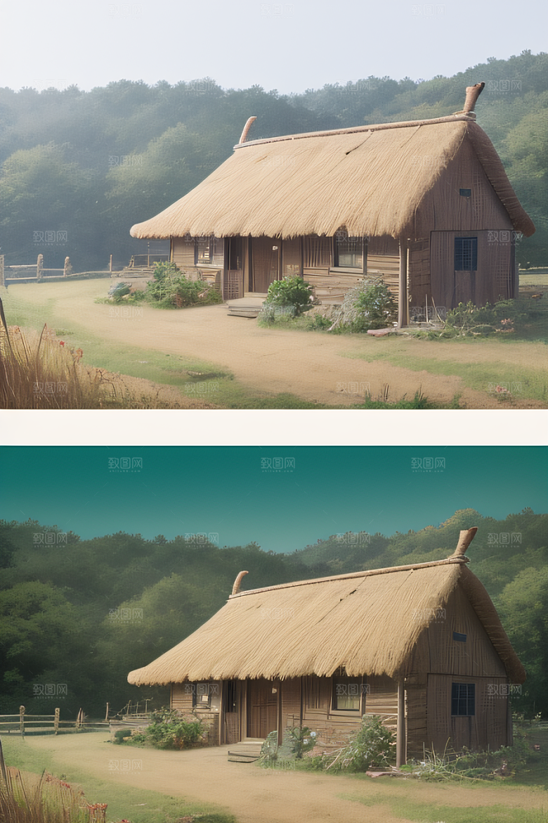 自然宁静乡村景色中弥漫着稻草的香气