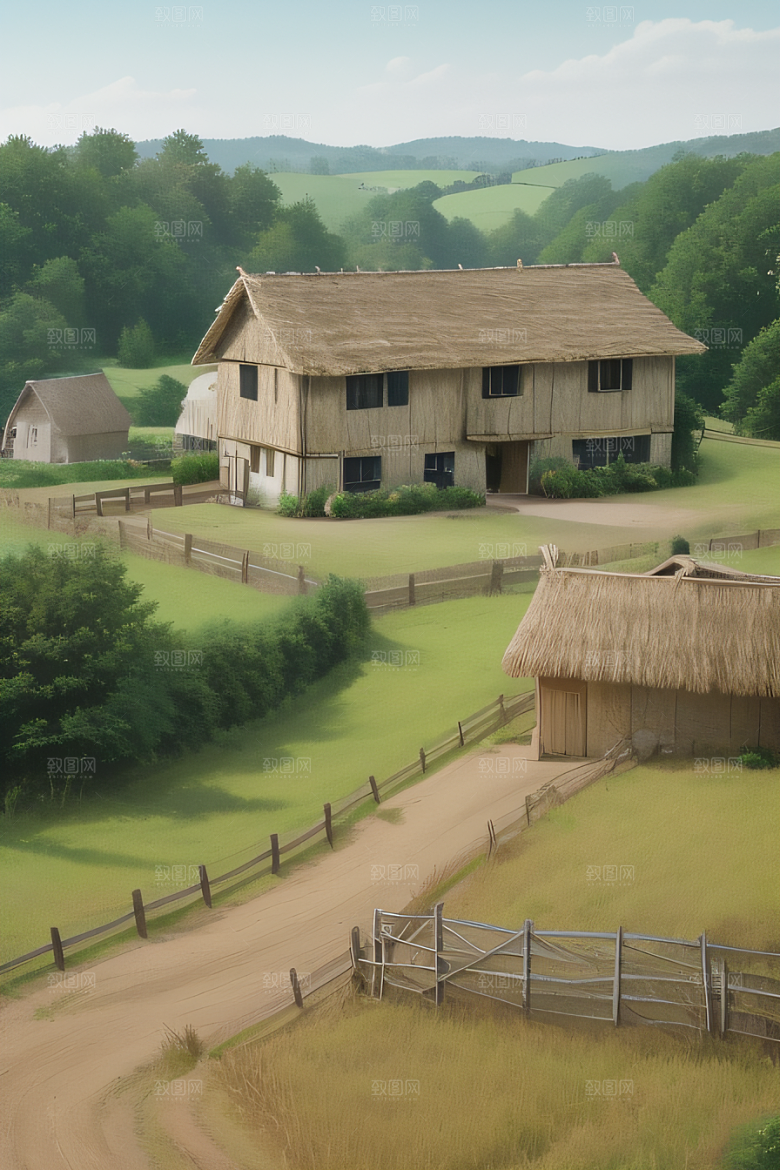 田园牧歌乡村风景中的迷人围栏