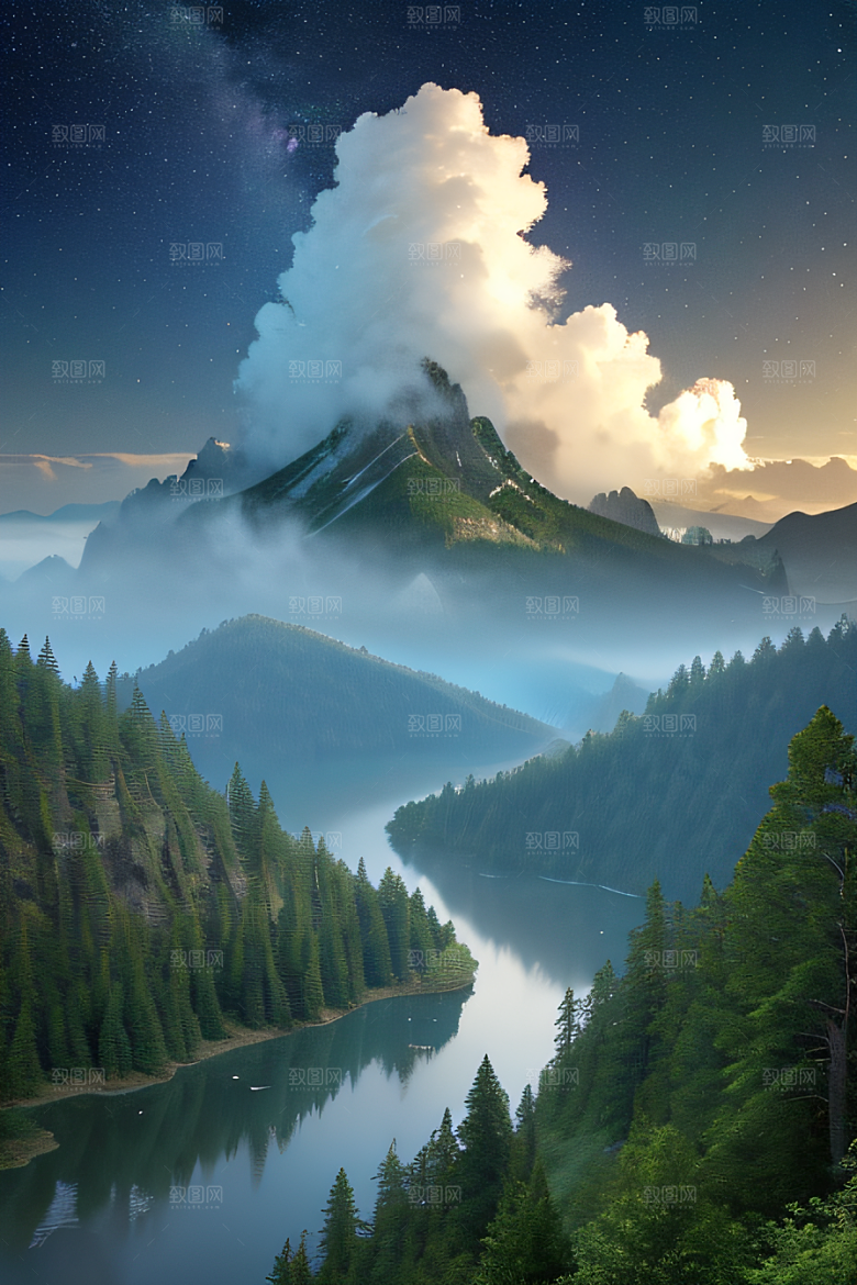 天空与湖泊的倒影