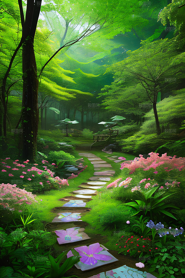 神秘森林中的奇幻画卷