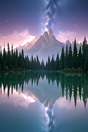 星空下的壮丽山脉