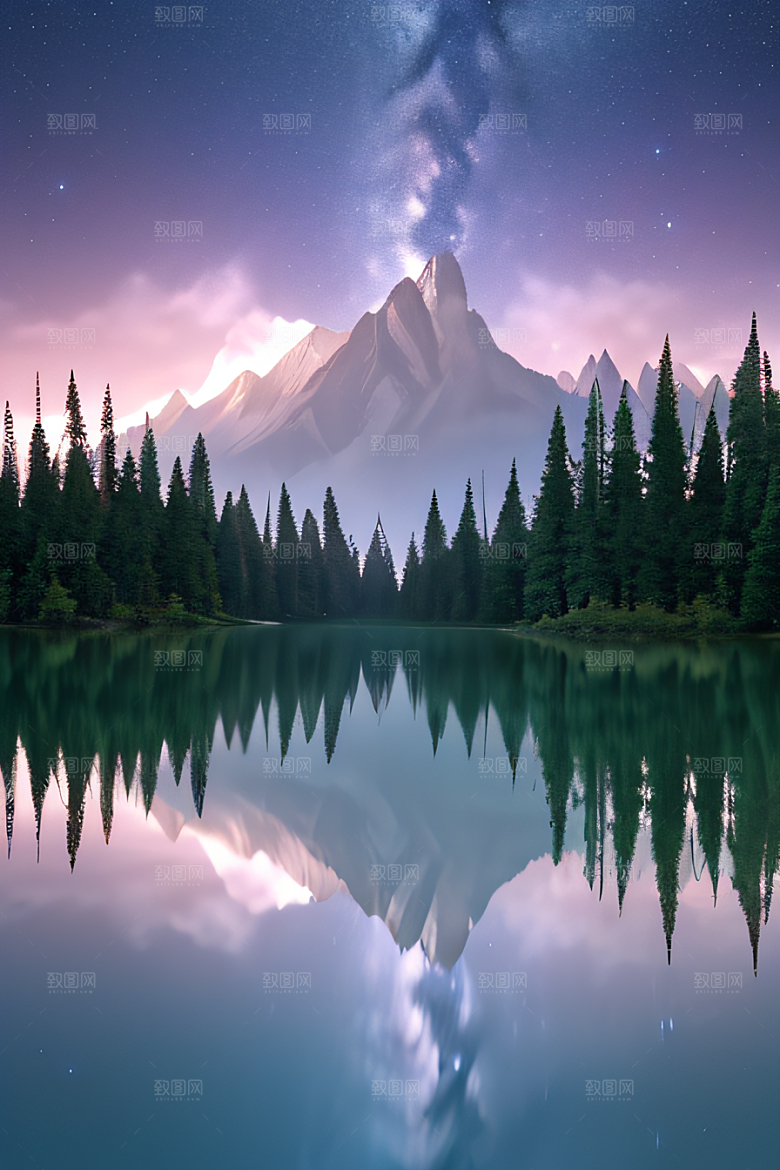 星空下的壮丽山脉