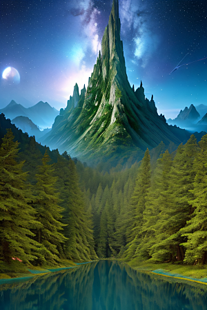星空下的壮丽山脉