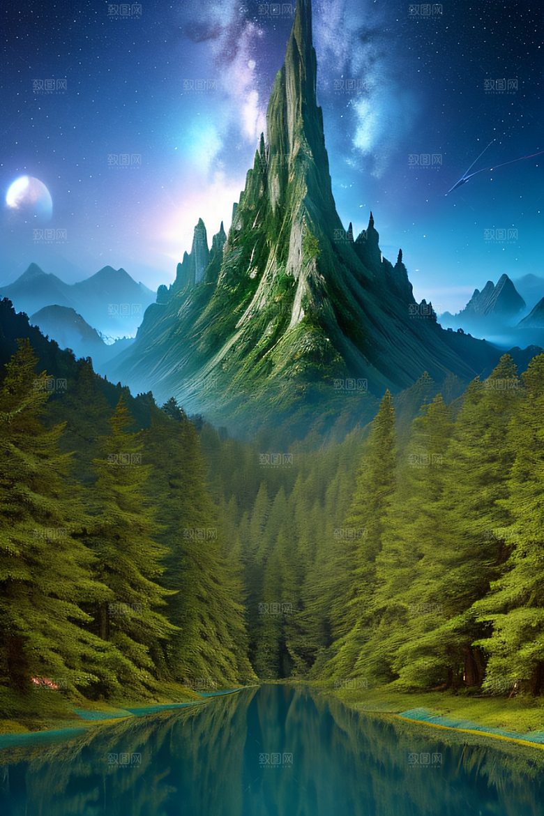 星空下的壮丽山脉