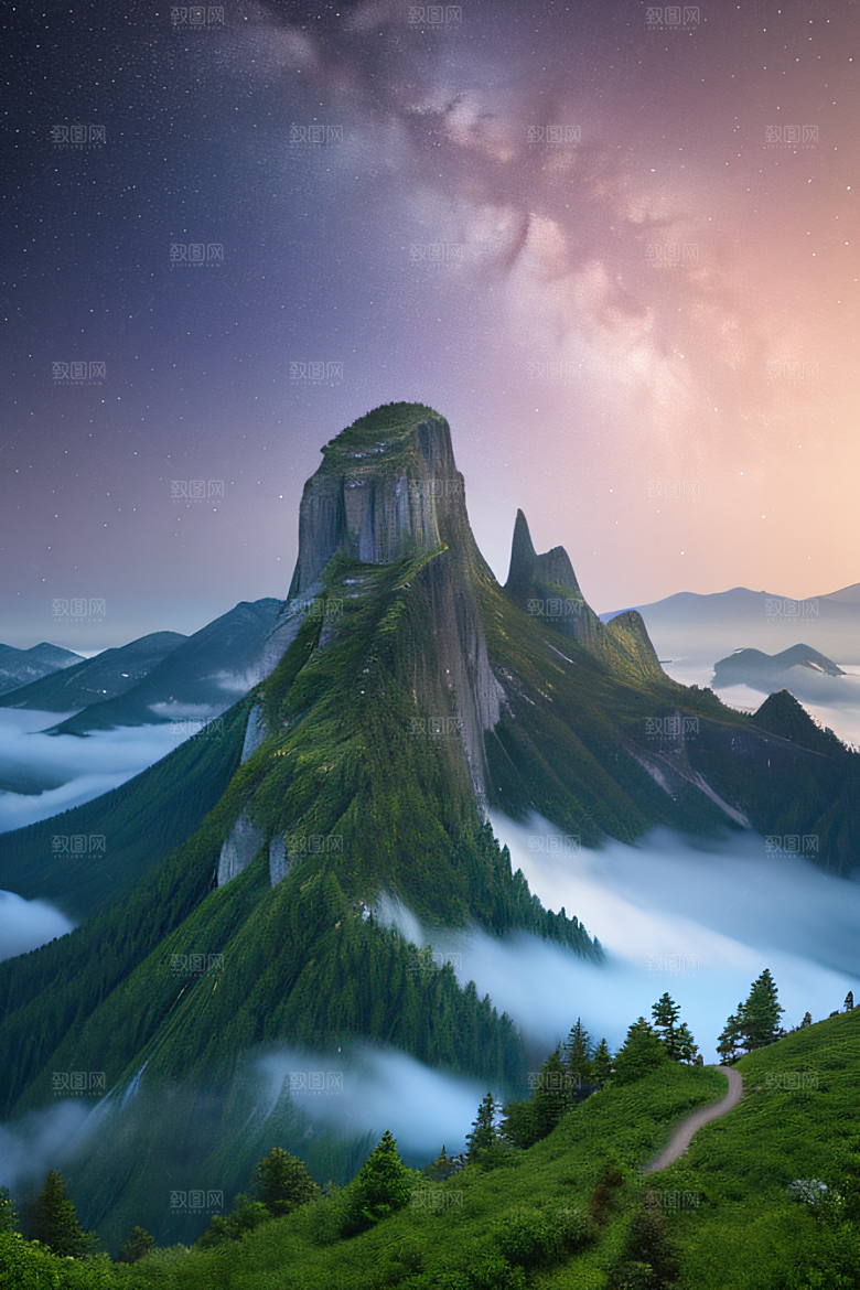 星空下的壮丽山脉