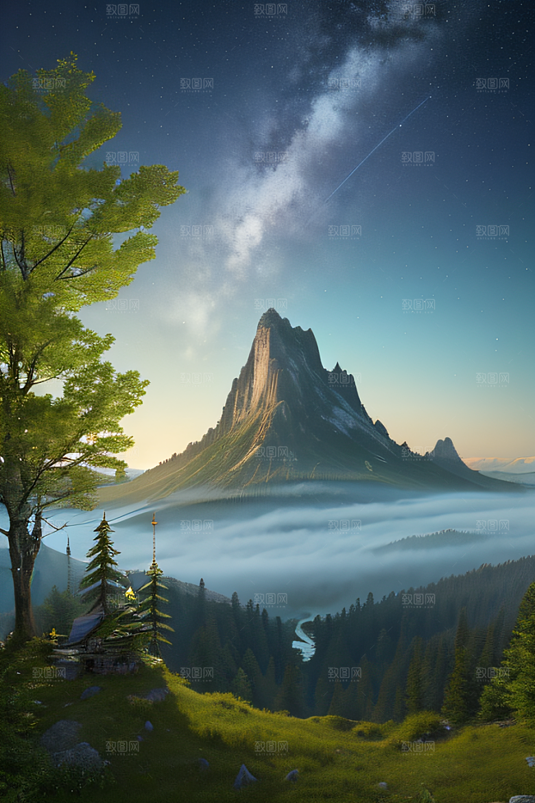 星空下的壮丽山脉
