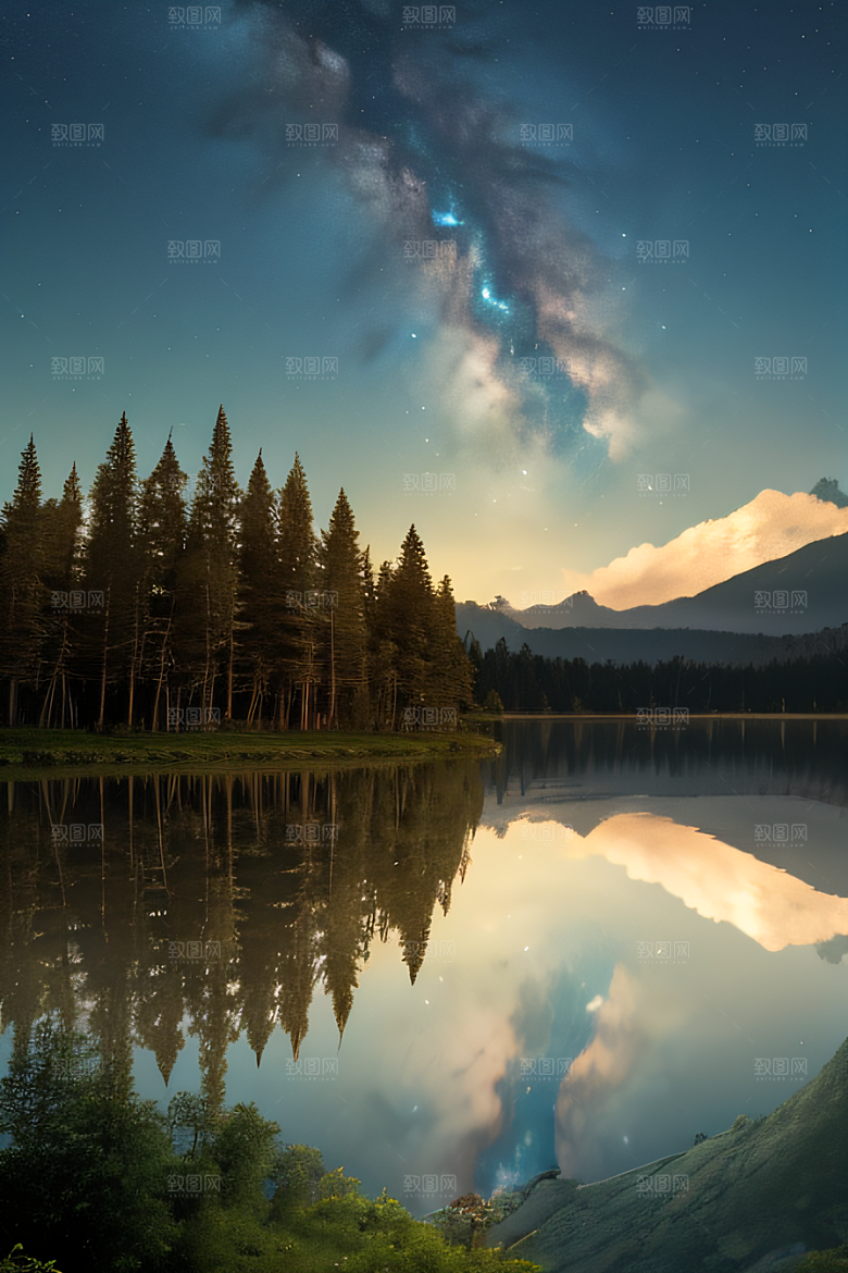 星空下的壮丽山脉