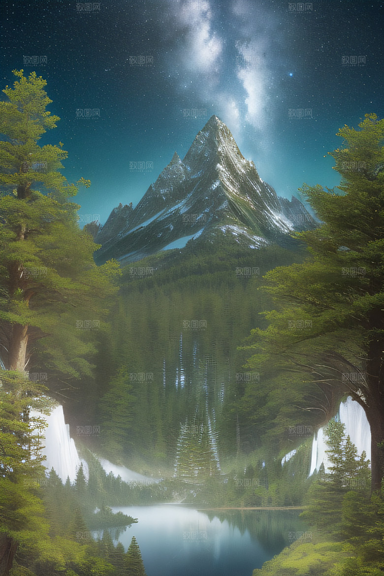 宁静湖泊与天空的融合