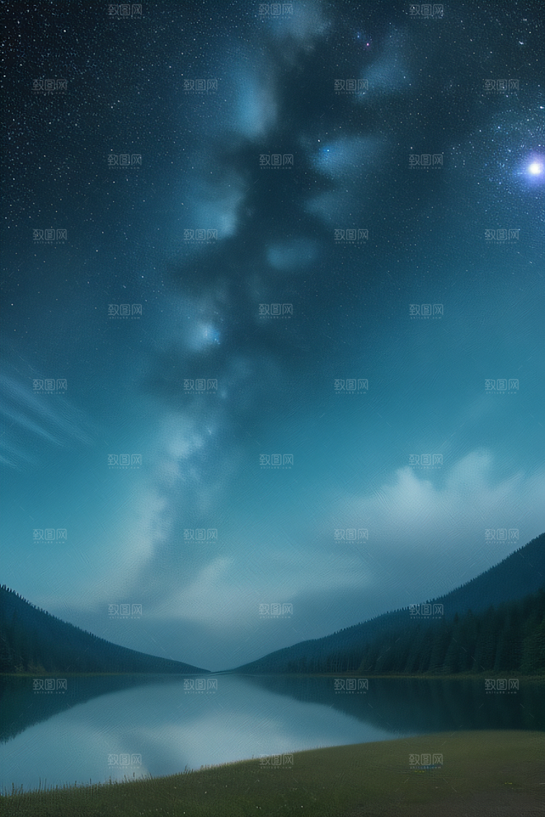 宁静湖泊与天空的融合