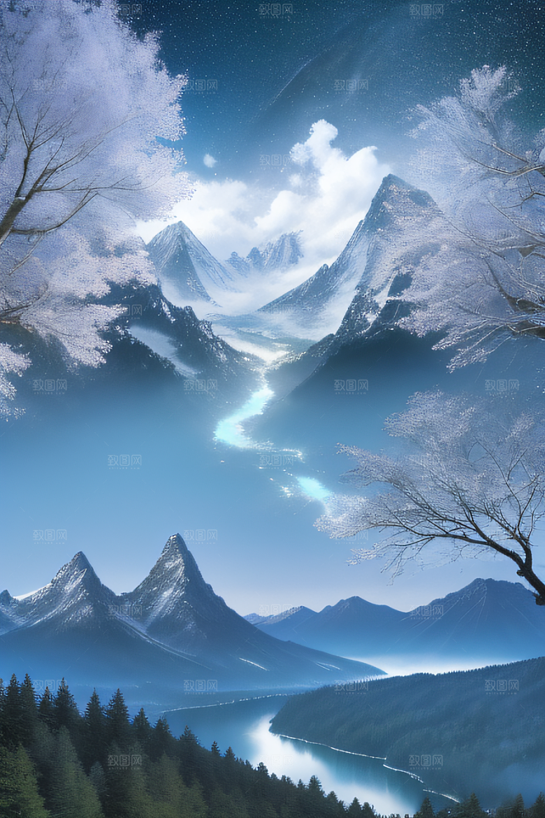 天空与湖泊的倒影