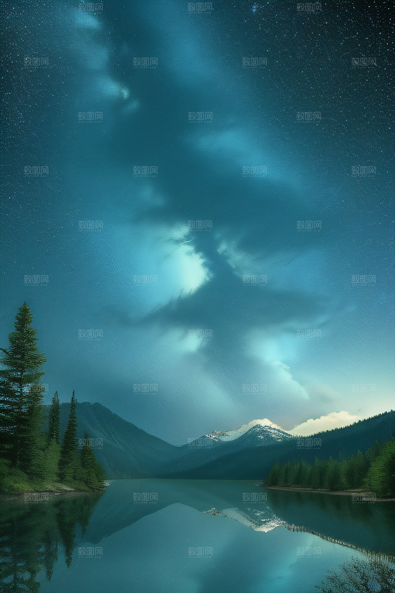 天空与湖泊的倒影