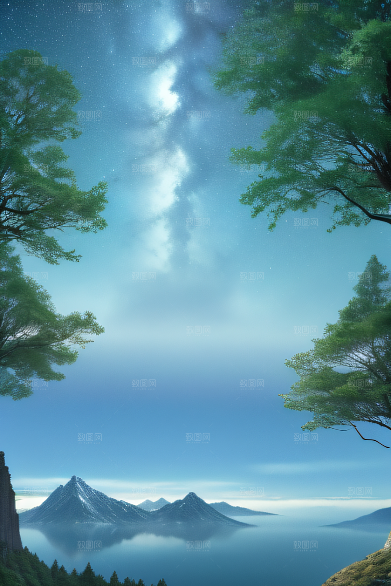 天空与湖泊的倒影