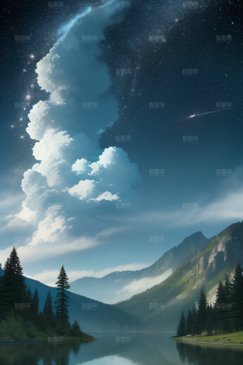 天空与湖泊的倒影