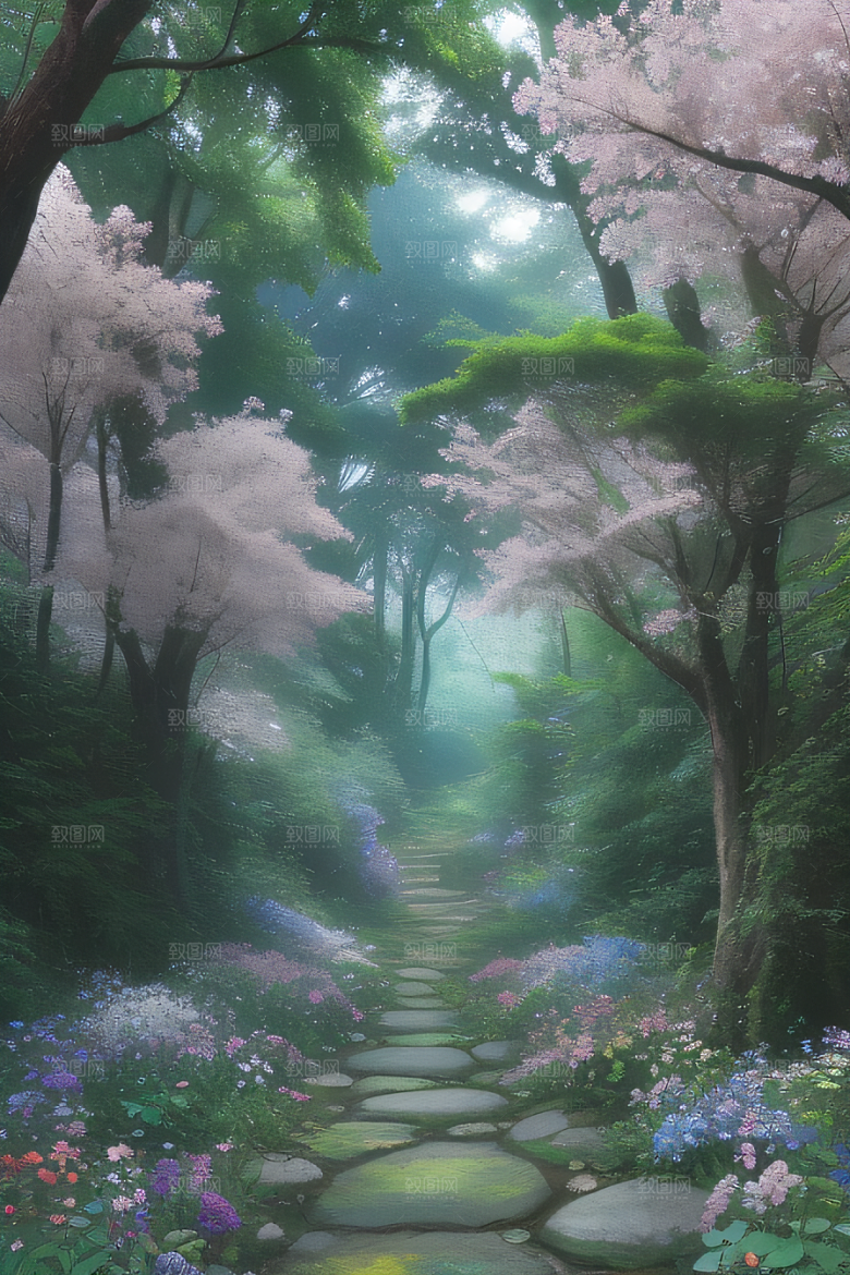 五彩斑斓的花朵与蜜蜂共舞