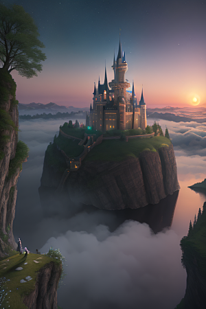 真实无比的摄影画境月夜的童话城堡