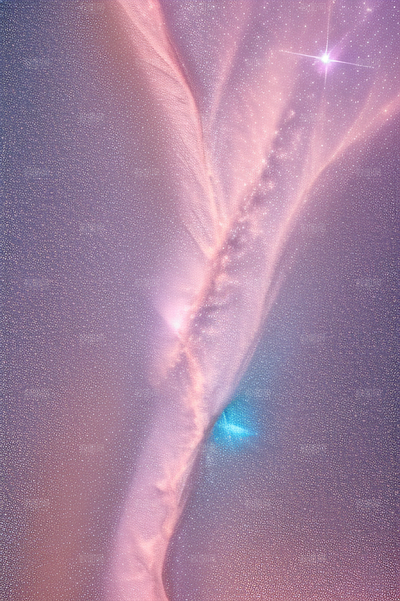 透明背景银白弯月与星河相伴