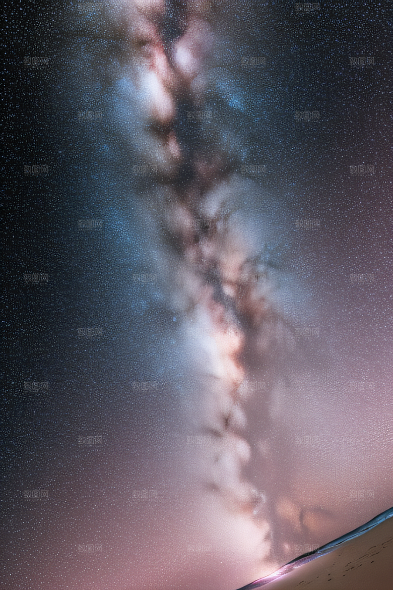 透明背景银白弯月与星河相伴