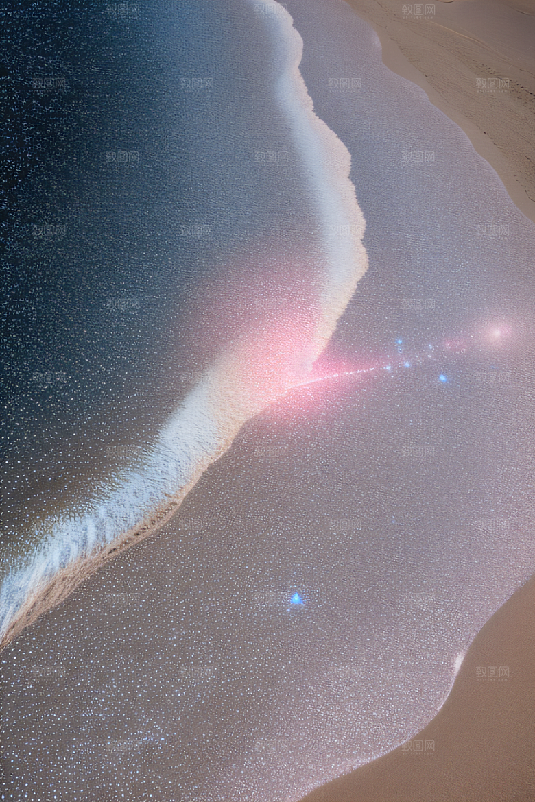 透明背景银白弯月与星河相伴