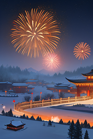唐朝长安夜景的航拍视角