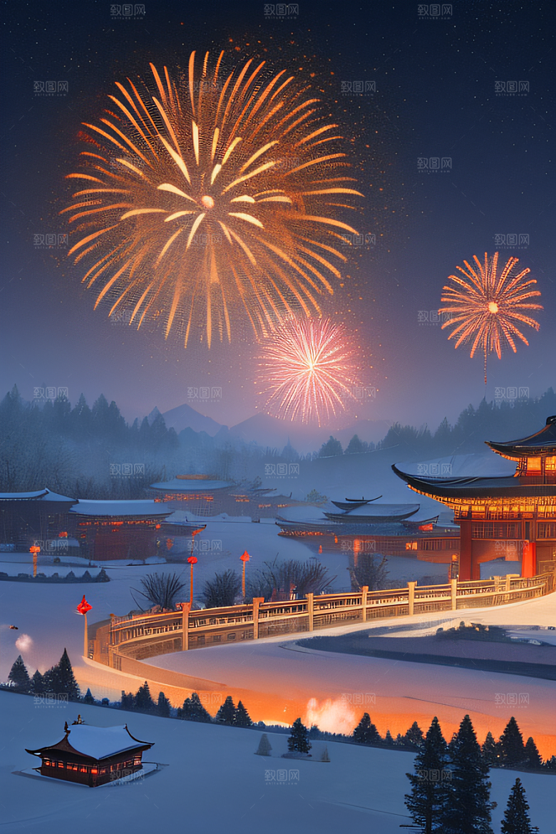 唐朝长安夜景的航拍视角