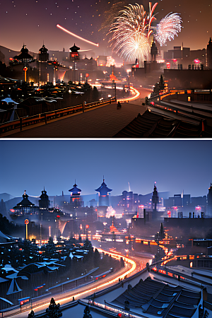 唐朝长安夜景的超现实之美