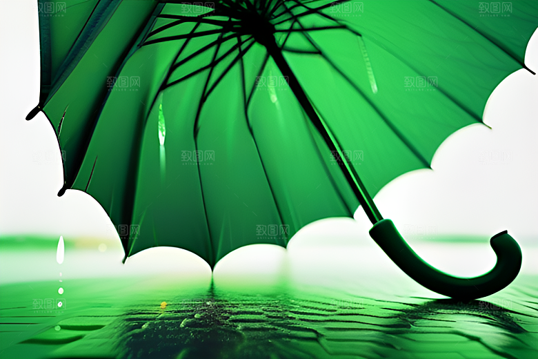 绿叶背景下的雨中美景
