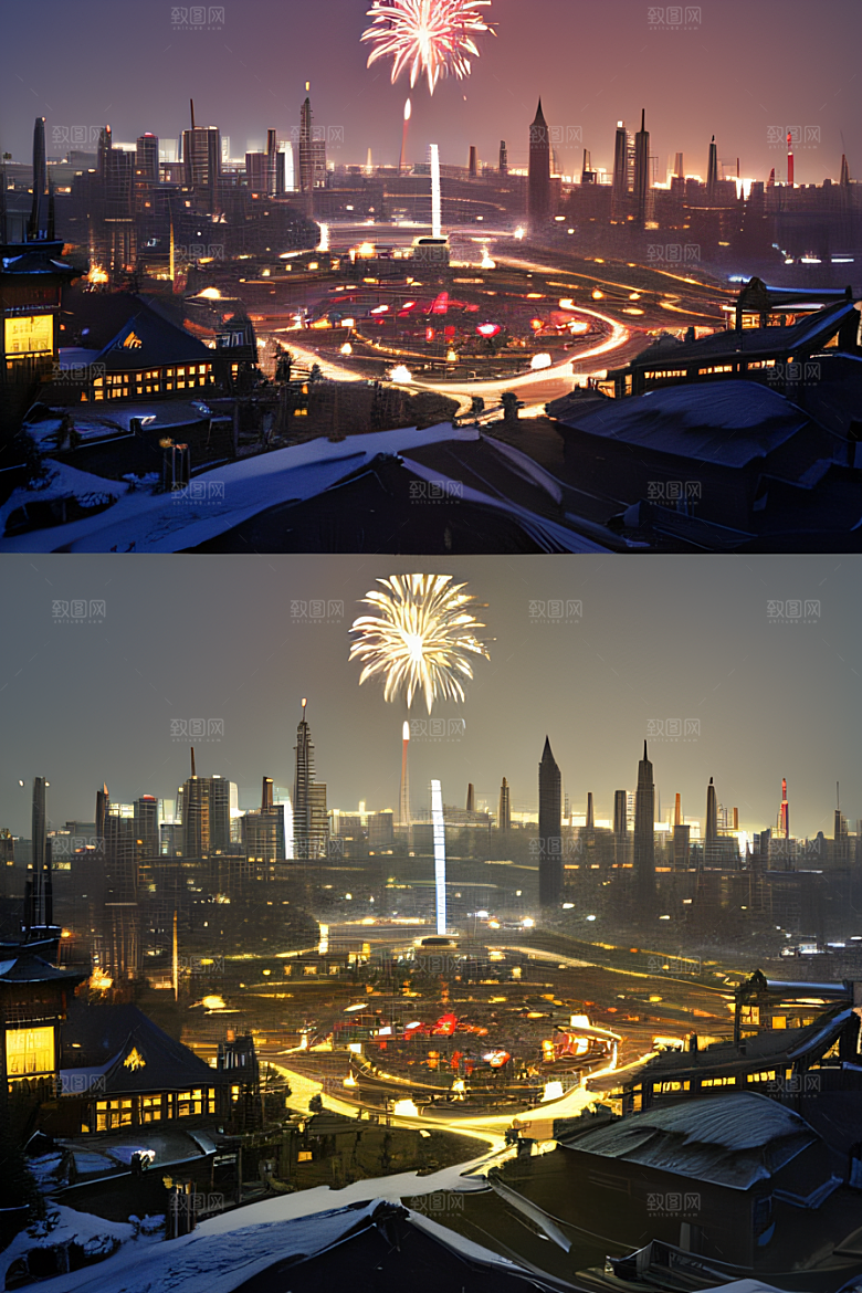 唐朝长安夜景的超写实效果