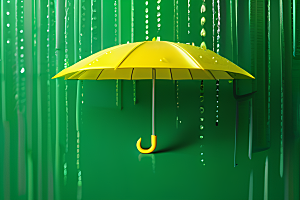 绿叶背景下的雨中美景