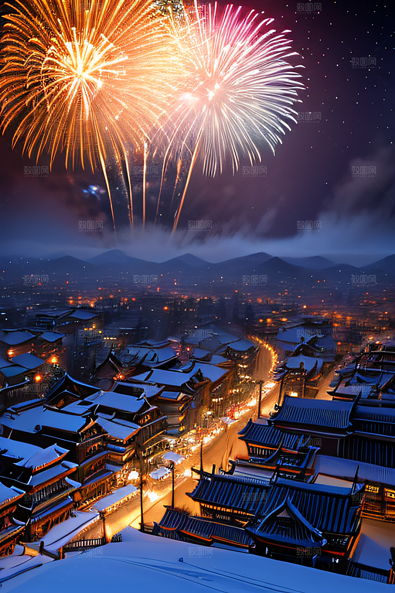 唐朝长安夜景的超写实效果