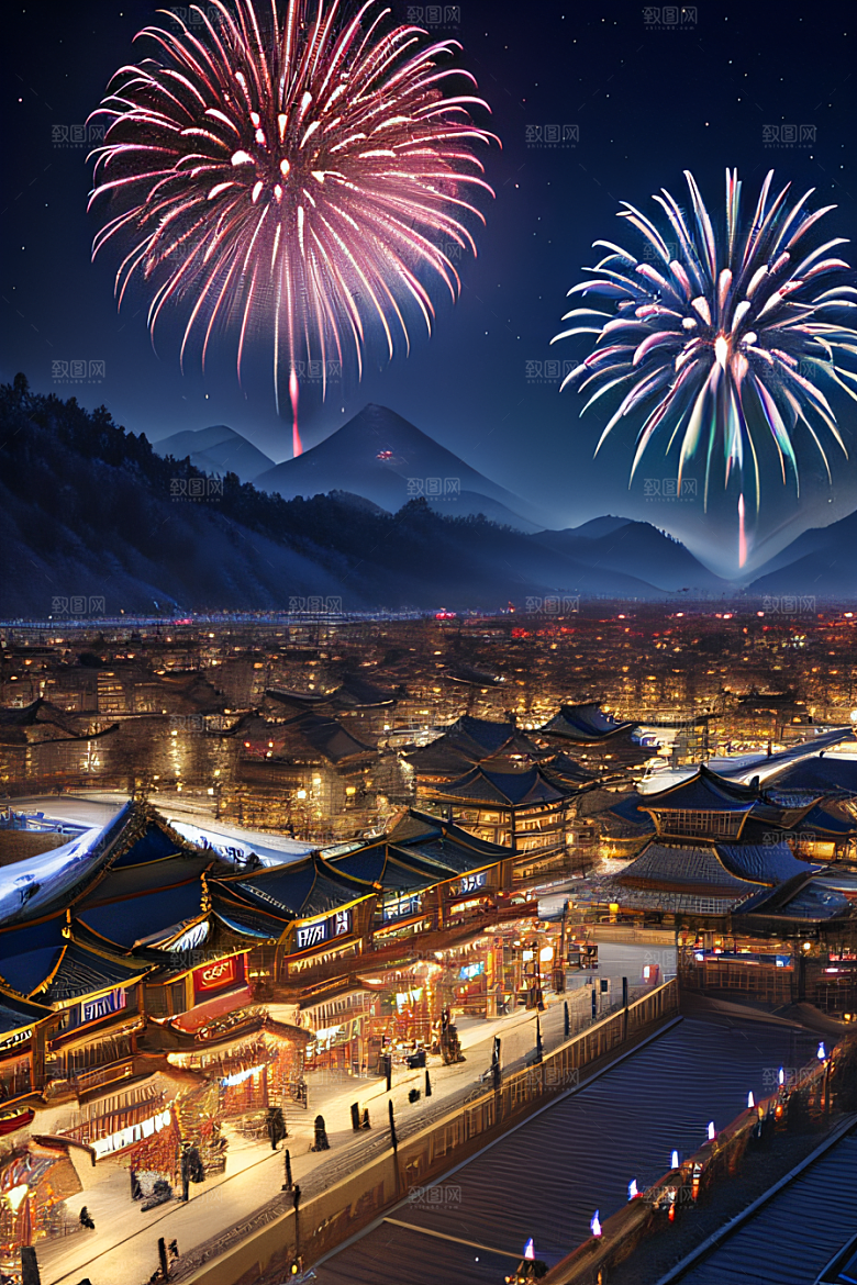 唐朝长安夜景的光影效果