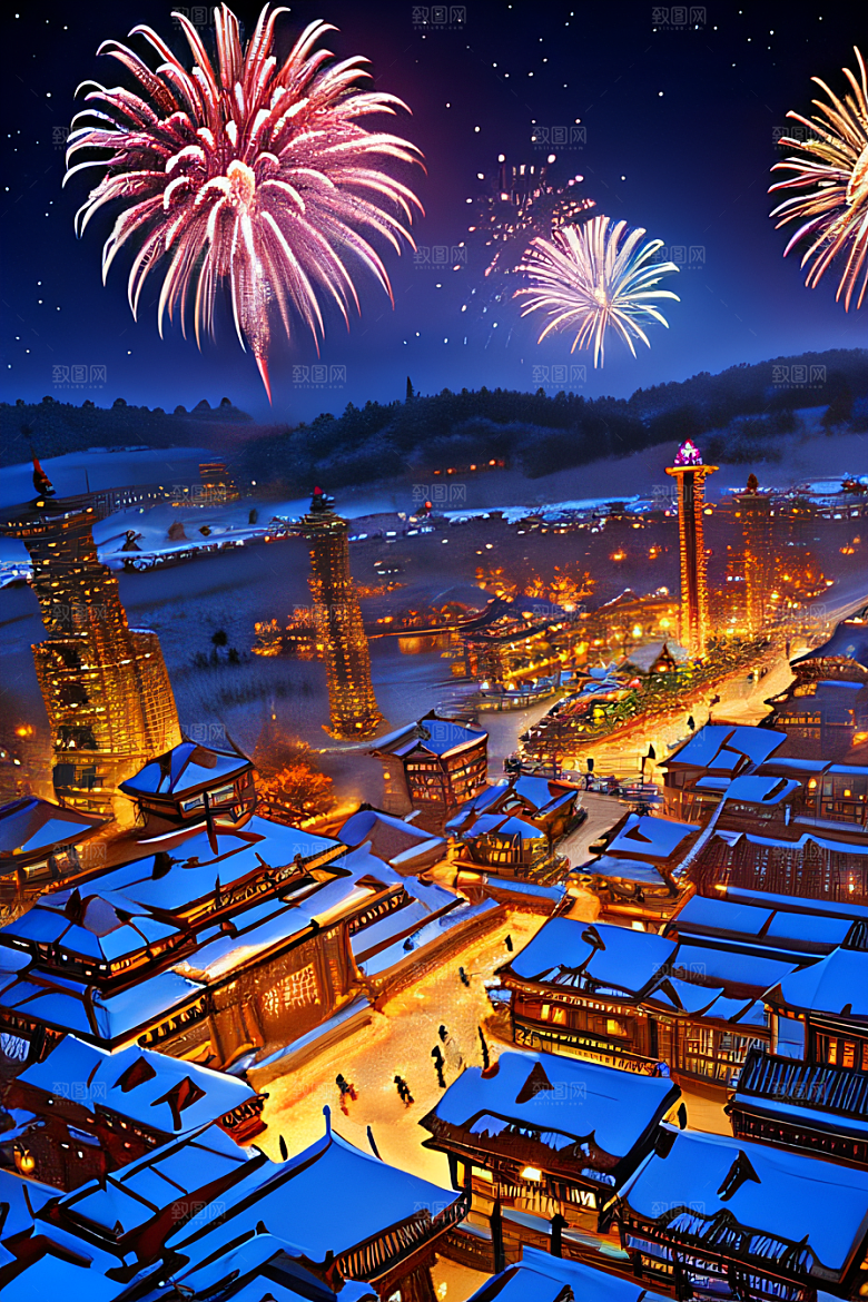 唐朝长安夜景的光影效果
