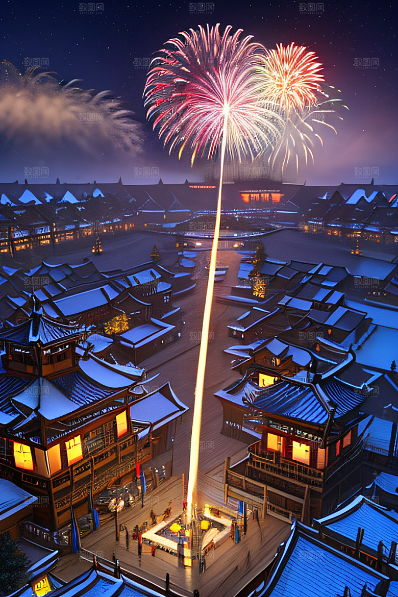 唐朝长安夜景的迷幻效果