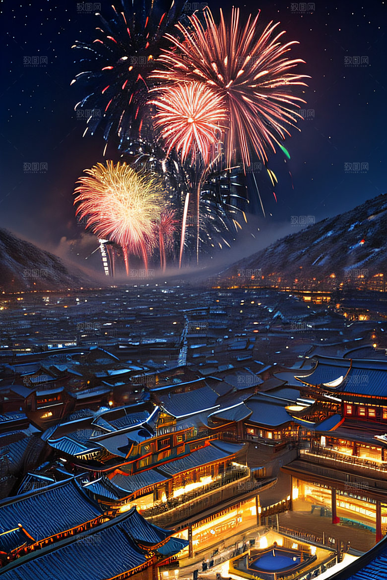 细腻描绘的唐朝长安夜景绘画