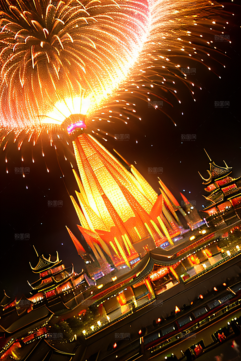细腻描绘的唐朝长安夜景绘画