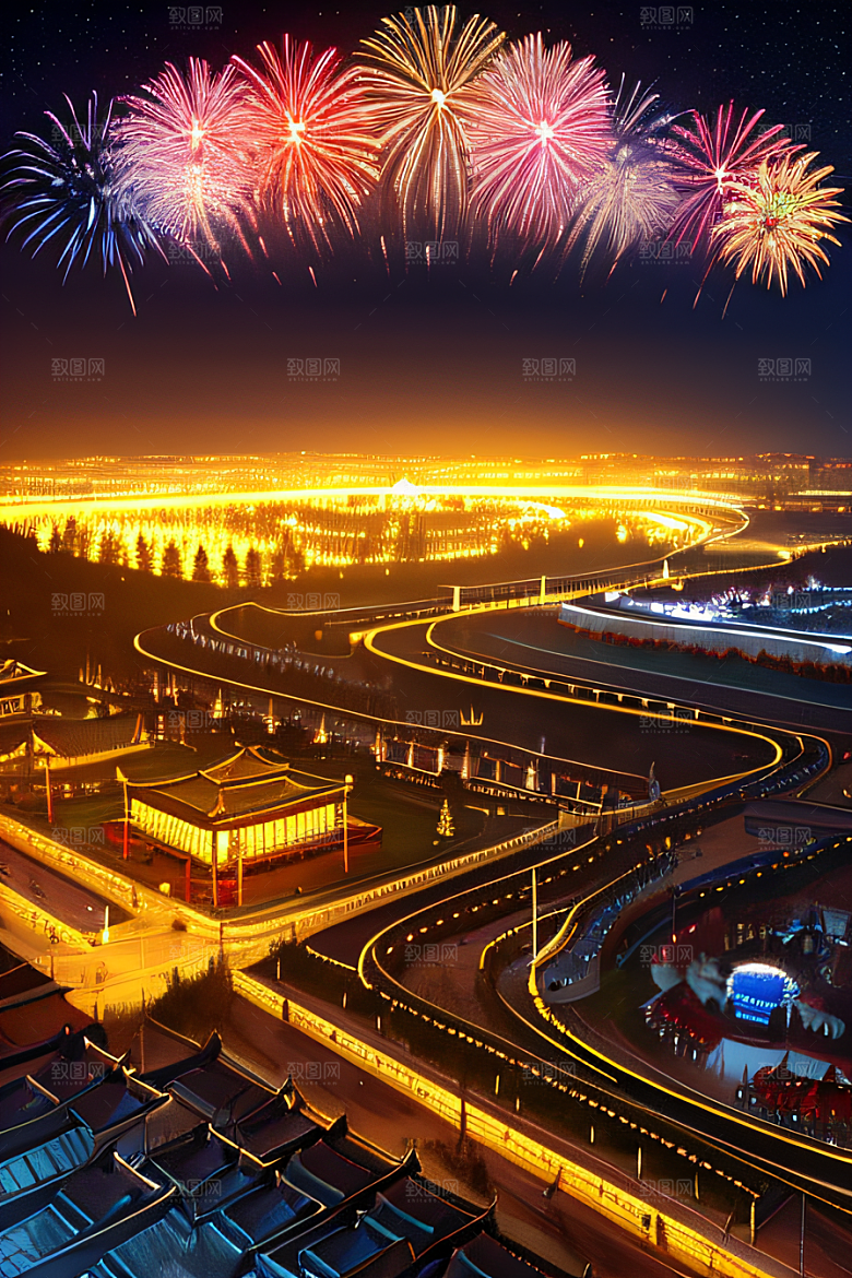 细腻描绘的唐朝长安夜景绘画