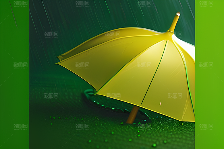 雨中景色中的绿色背景