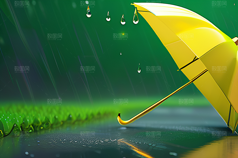 雨中景色中的绿色背景