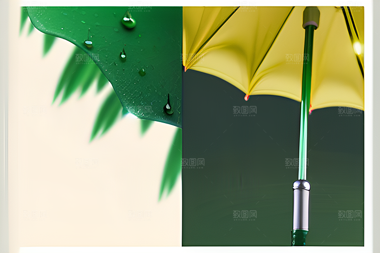 雨中景色中的绿色背景