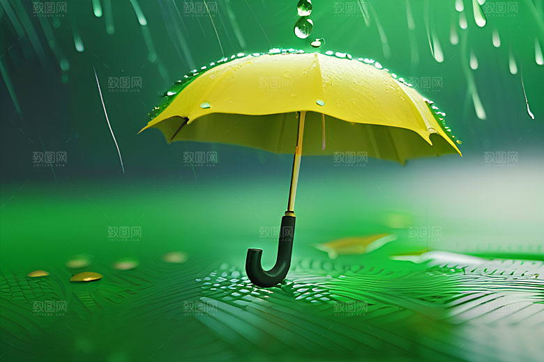 雨中景色中的绿色背景