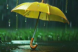 绿叶背景下的雨中情调